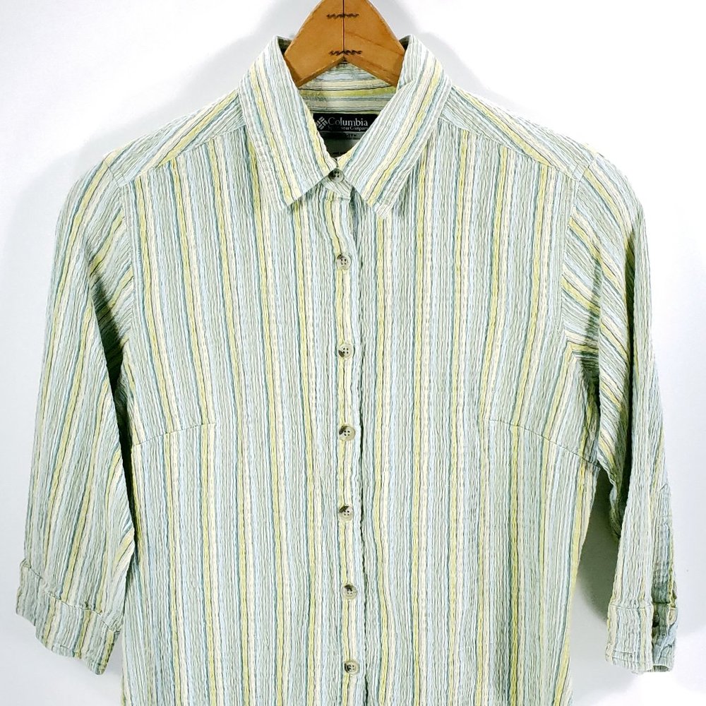 Columbia XCO Top Shirt Women's Medium Multicolor Striped Button Front